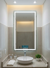 Espelho Retangular com LED, Audio Bluetooth e Display Inteligente