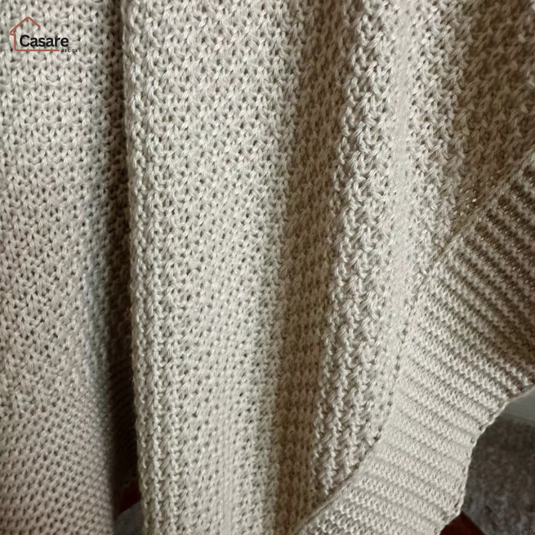 Manta Tricot Elegance com Pompom