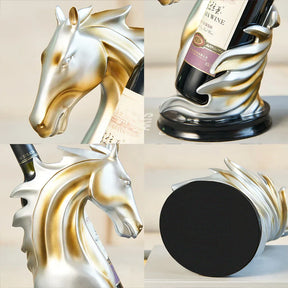 Suporte de Vinho Decorativo Cavalo em Resina de Luxo